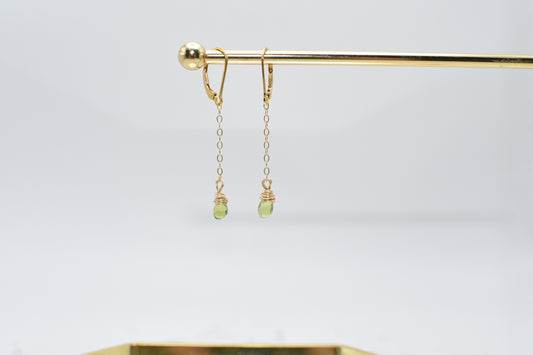 Green Czech glass and gold earrings