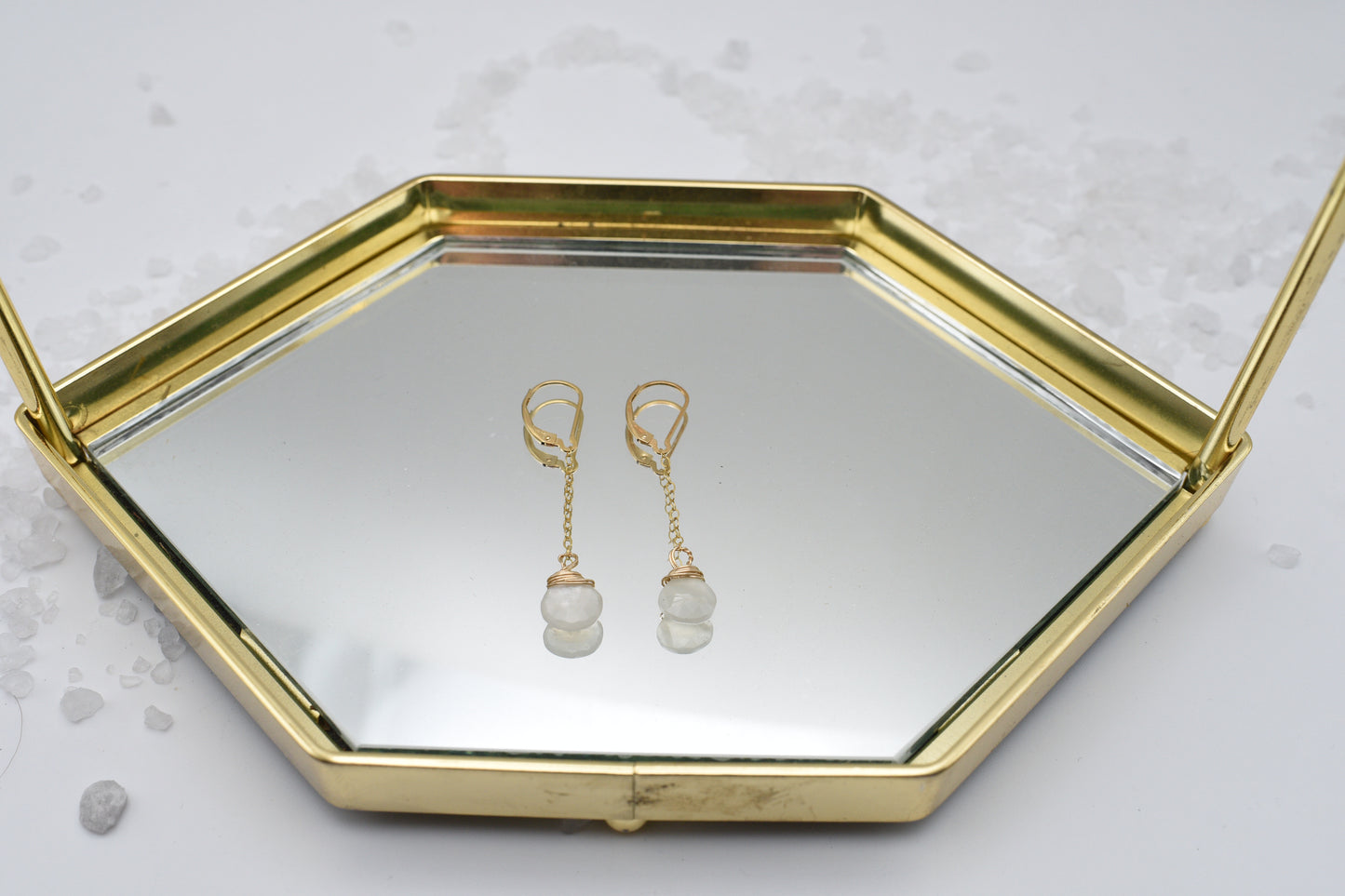 moonstone and gold earrings