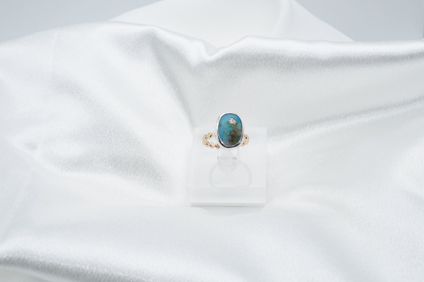 mixed metal turquoise ring size 7