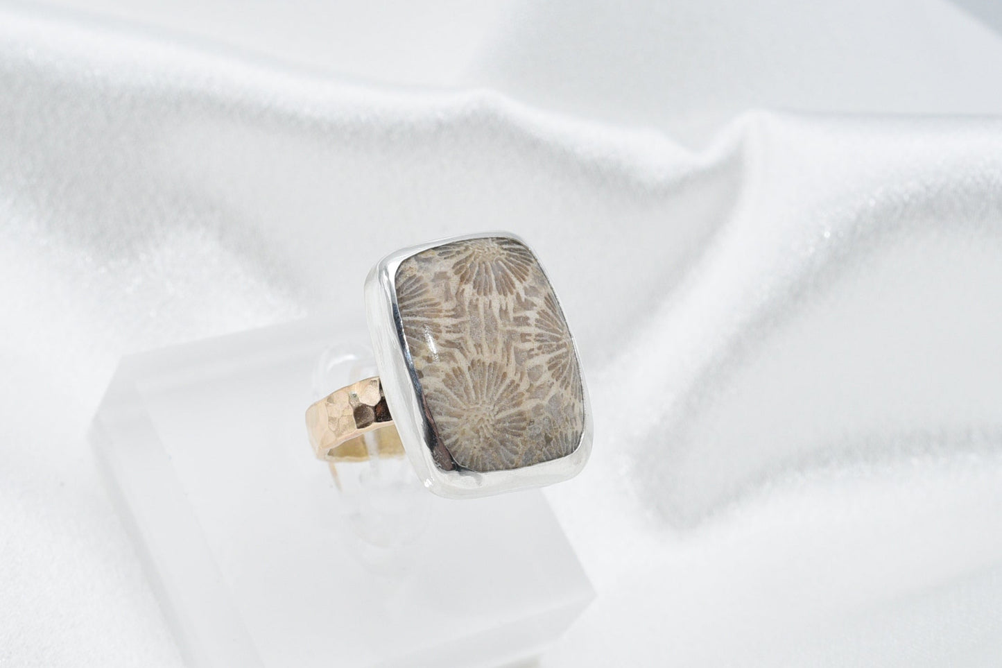 fossilized coral ring size 7