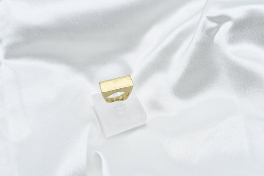 Gold bronze rectangle signet ring size 7
