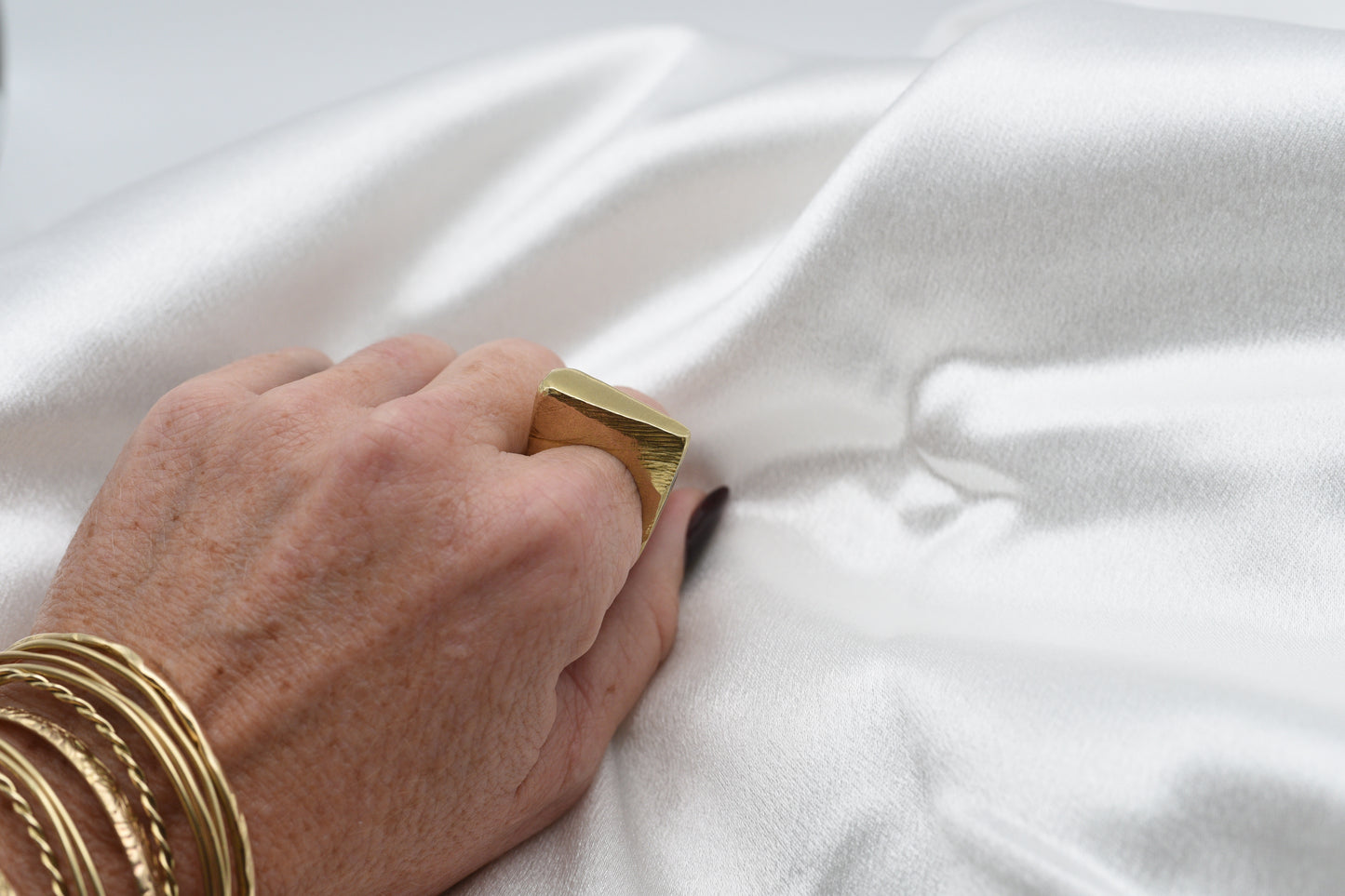 Triangle signet bronze ring size 7.25